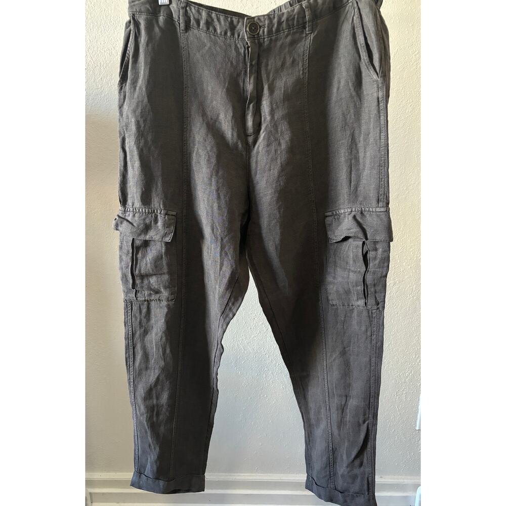 Nicole Miller Wide-Leg Cargo Pants in Charcoal Gray k414